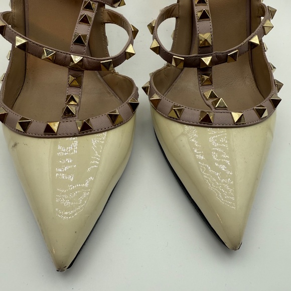 VALENTINO ROCKSTUD WHITE 100MM SLING BACK PUMPS SIZE 40.5 - Picture 2 of 9